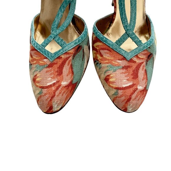 New Dolce&Gabbana Floral Closed Toe Strappy High Heels - Picture 4 of 9